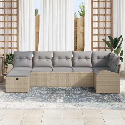 Set di divani con cuscino Beige e Grigio Chiaro polyrattan