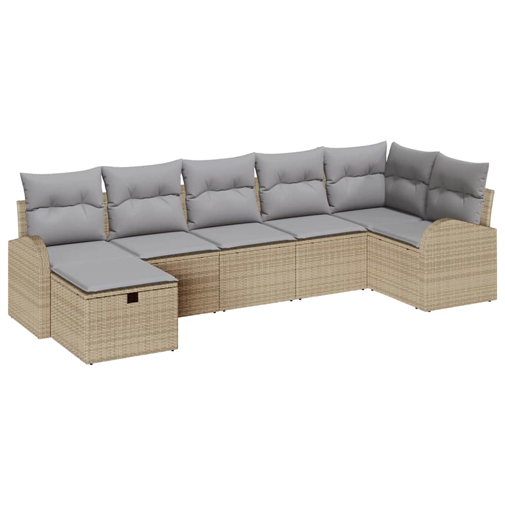 Set di divani con cuscino Beige e Grigio Chiaro polyrattan