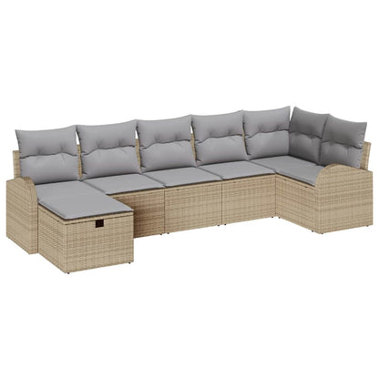 Set di divani con cuscino Beige e Grigio Chiaro polyrattan