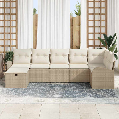 Set di divani con cuscino Beige e Crema polyrattan
