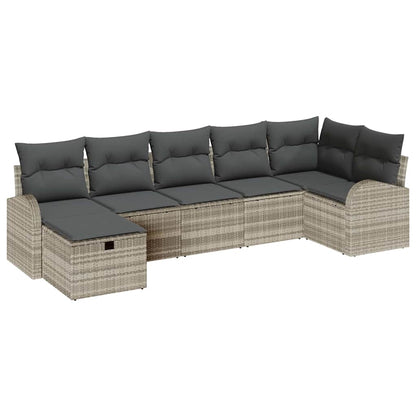 Set di divani con cuscino Grigio chiaro polyrattan