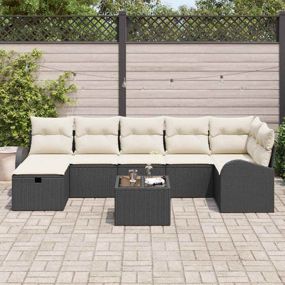 Set di divani con cuscino Nero e Crema polyrattan