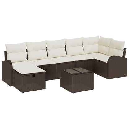 Set di divani con cuscino Marrone e Crema polyrattan