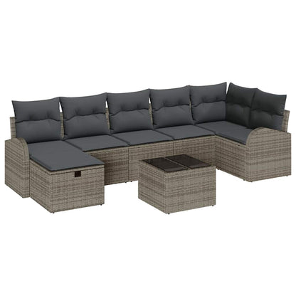 Set di divani con cuscino con archiviazione Grigio polyrattan