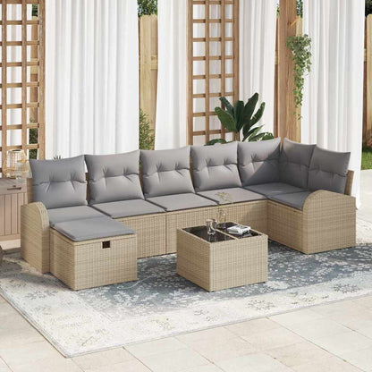 Set di divani con cuscino Beige e Grigio Chiaro polyrattan