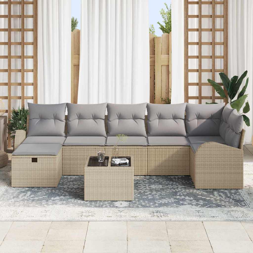 Set di divani con cuscino Beige e Grigio Chiaro polyrattan