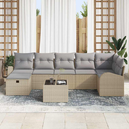 Set di divani con cuscino Beige e Grigio Chiaro polyrattan