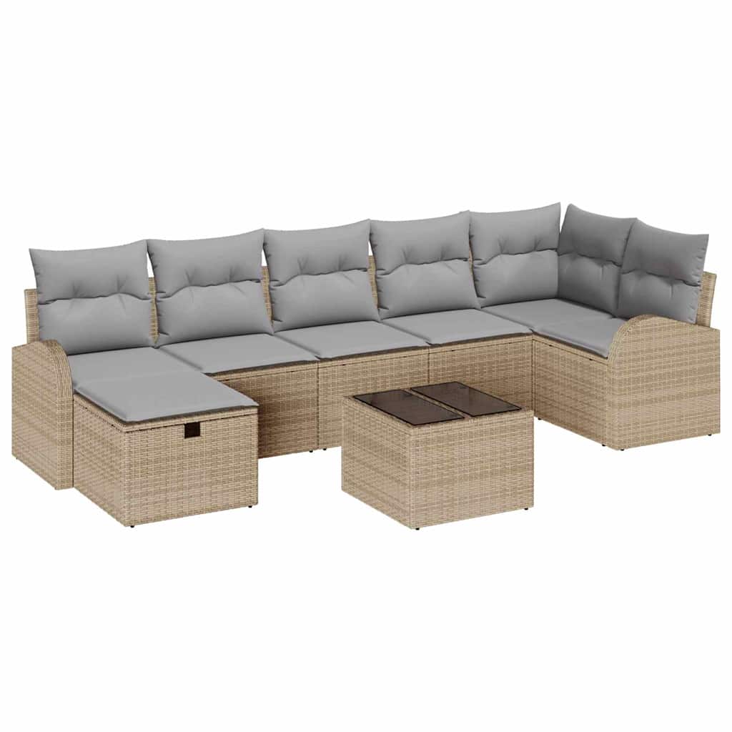 Set di divani con cuscino Beige e Grigio Chiaro polyrattan