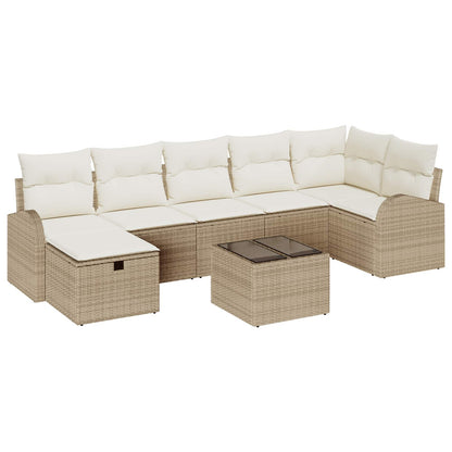 Set di divani con cuscino Beige e Crema polyrattan
