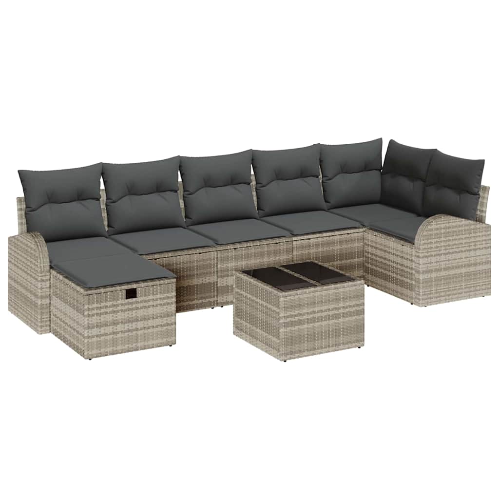 Set di divani con cuscino Grigio chiaro polyrattan