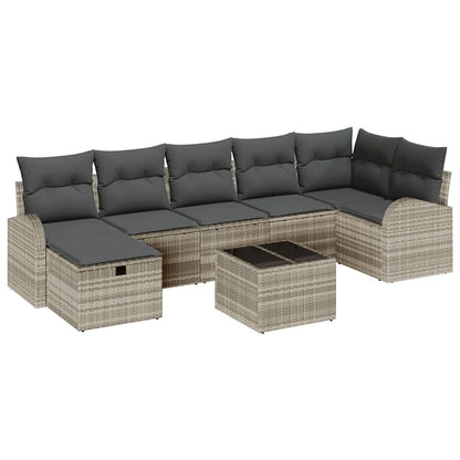 Set di divani con cuscino Grigio chiaro polyrattan