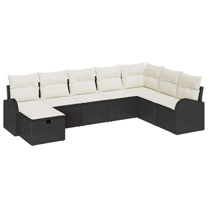 Set di divani con cuscino Nero e Crema polyrattan