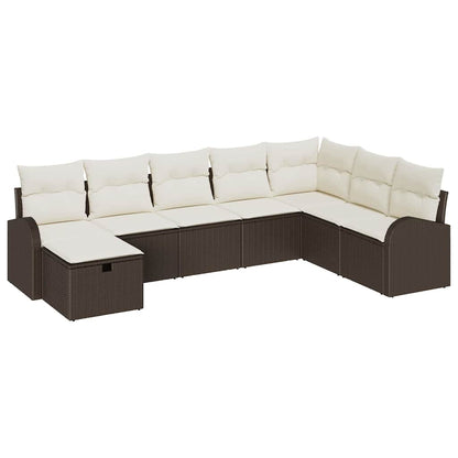 Set di divani con cuscino Marrone e Crema polyrattan