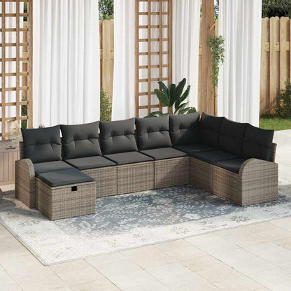 Set di divani con cuscino con archiviazione Grigio polyrattan