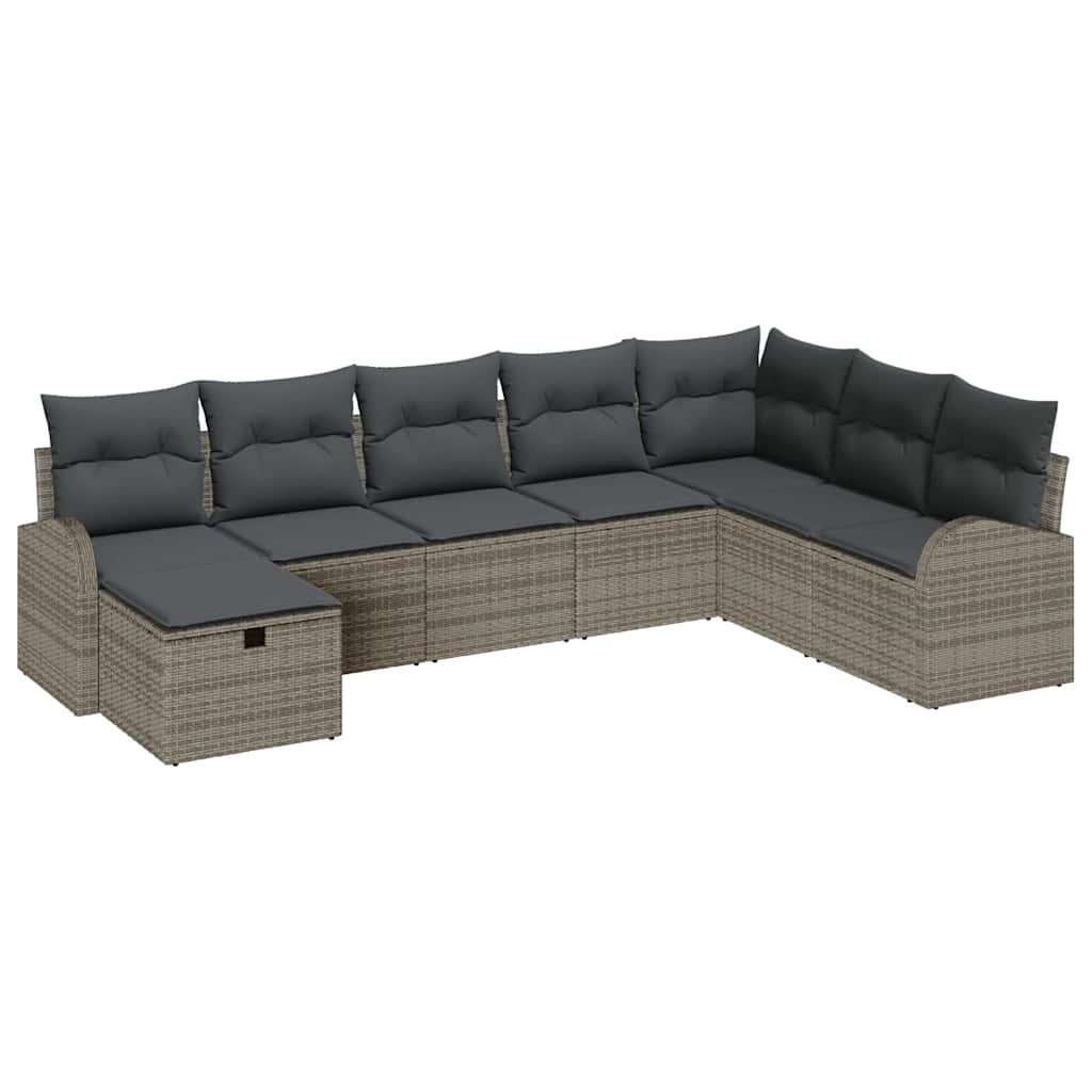 Set di divani con cuscino con archiviazione Grigio polyrattan