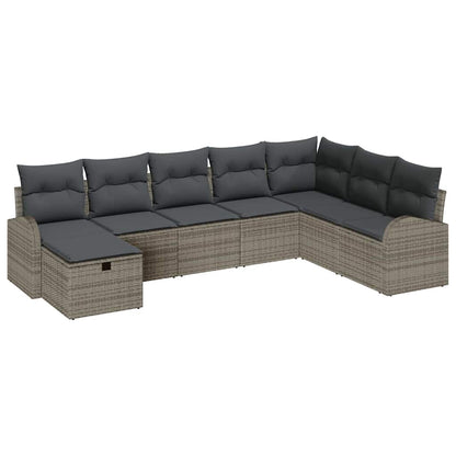 Set di divani con cuscino con archiviazione Grigio polyrattan