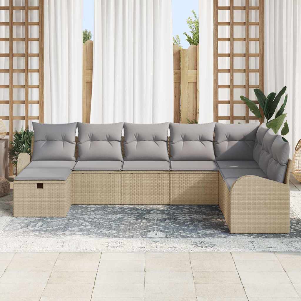 Set di divani con cuscino Beige e Grigio Chiaro polyrattan