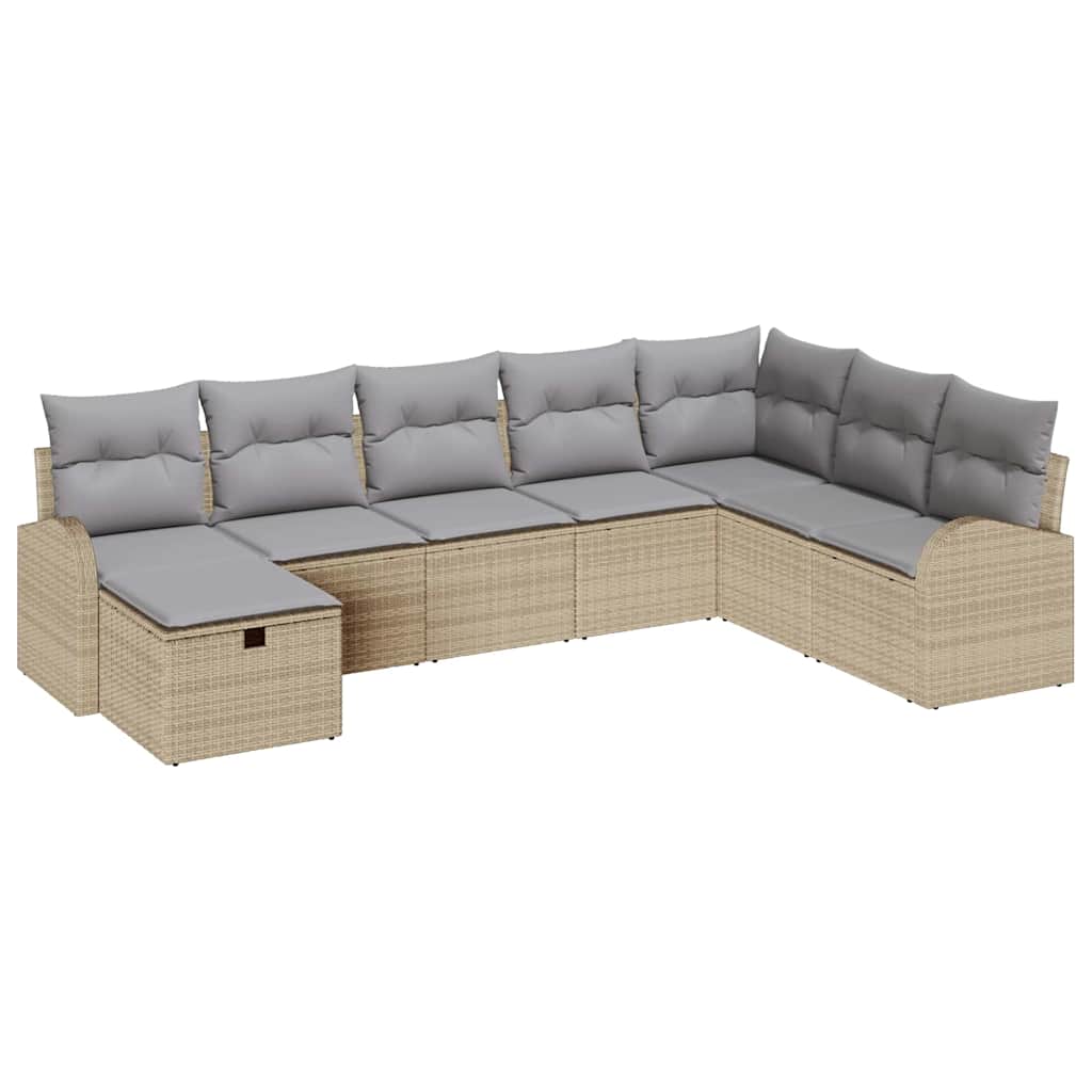 Set di divani con cuscino Beige e Grigio Chiaro polyrattan