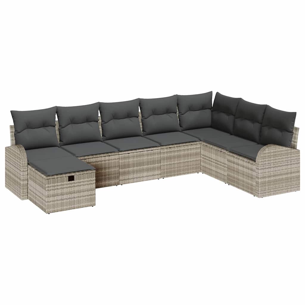 Set di divani con cuscino Grigio chiaro polyrattan