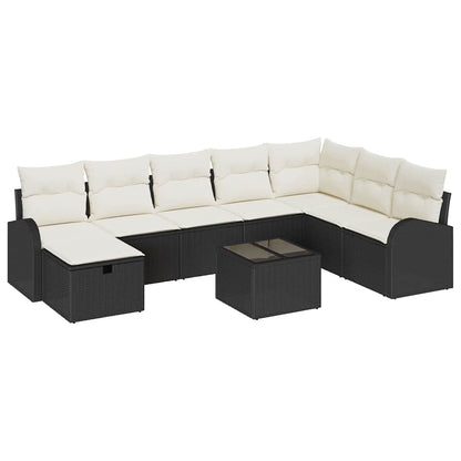 Set di divani con cuscino Nero e Crema polyrattan