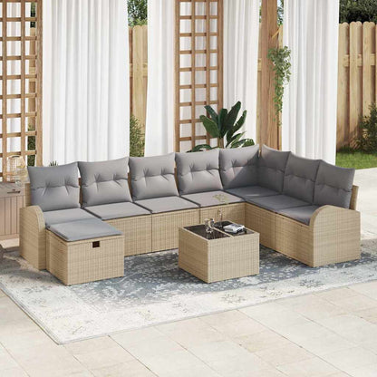Set di divani con cuscino Beige e Grigio Chiaro polyrattan