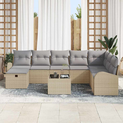 Set di divani con cuscino Beige e Grigio Chiaro polyrattan