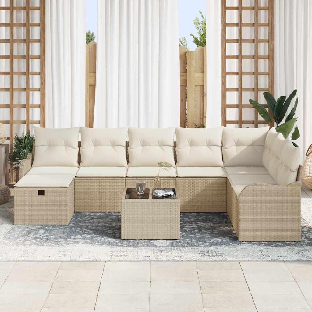 Set di divani con cuscino beige e panna polyrattan