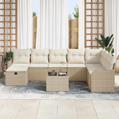 Set di divani con cuscino beige e panna polyrattan