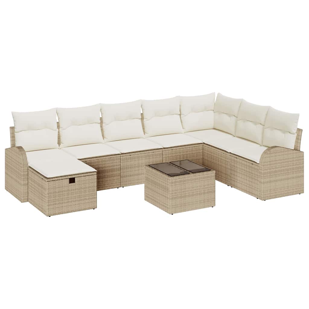 Set di divani con cuscino beige e panna polyrattan