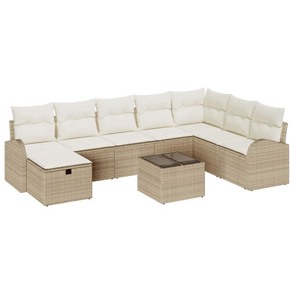 Set di divani con cuscino beige e panna polyrattan