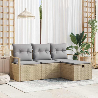 Set di divani 4 pcs Beige e Grigio Chiaro polyrattan