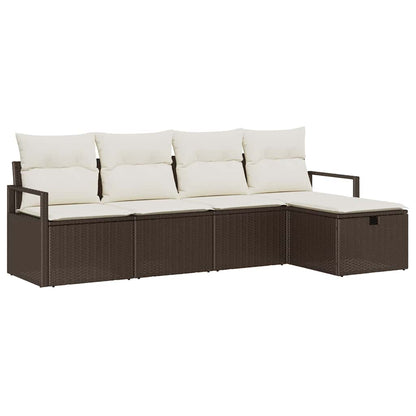 Set di divani con cuscino Marrone e Crema polyrattan