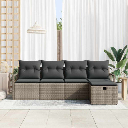 Set di divani con cuscino con archiviazione Grigio polyrattan