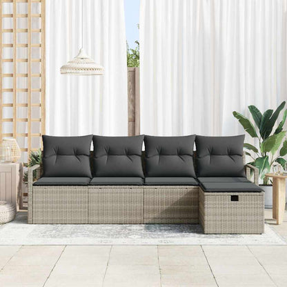 Set di divani con cuscino Grigio chiaro polyrattan