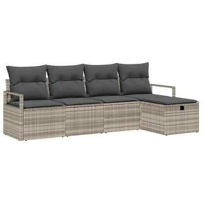 Set di divani con cuscino Grigio chiaro polyrattan