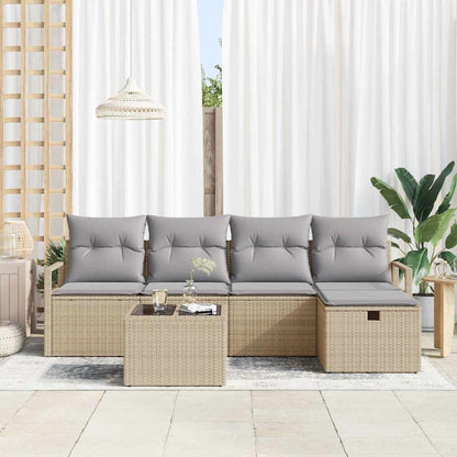 Set di divani con cuscino Beige e Grigio Chiaro polyrattan