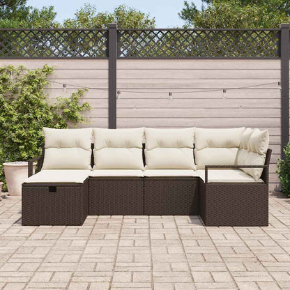 Set di divani con cuscino Marrone e Crema polyrattan