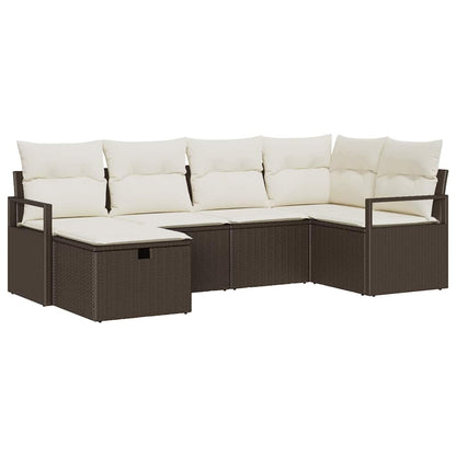 Set di divani con cuscino Marrone e Crema polyrattan