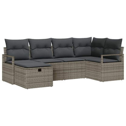 Set di divani con cuscino con archiviazione Grigio polyrattan