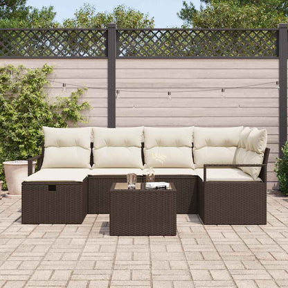 Set di divani con cuscino Marrone e Crema polyrattan
