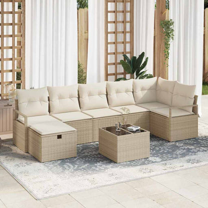 Set di divani con cuscino 8 pcs Beige e Crema polyrattan