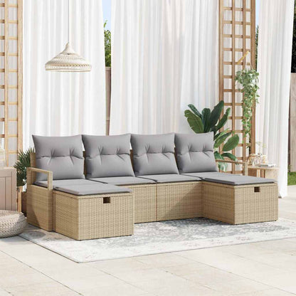 Set di divani 6 pcs Beige e Grigio Chiaro polyrattan