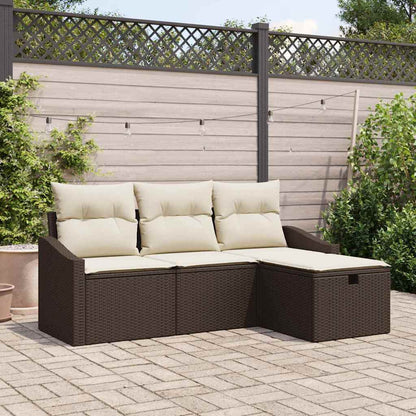 Set di divani con cuscino 4 pcs Marrone polyrattan