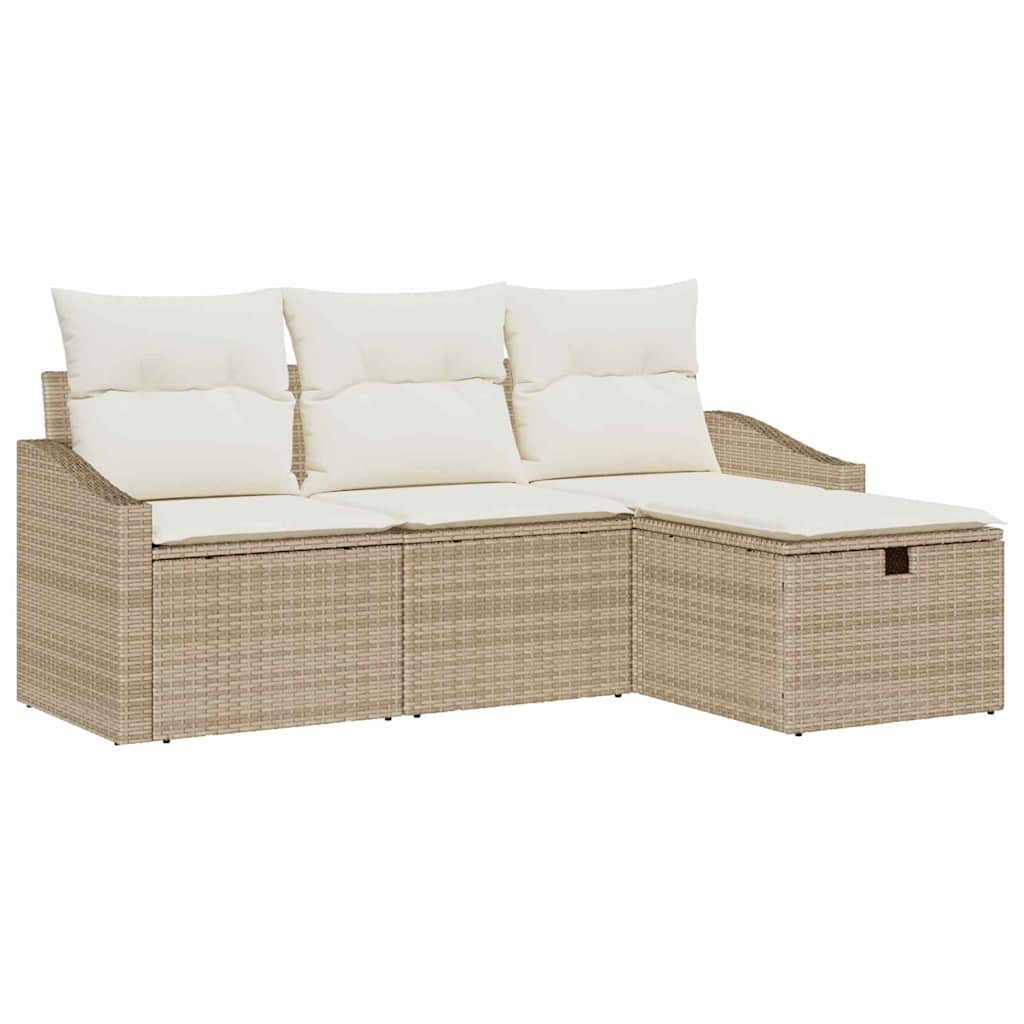 Set di divani con cuscino 4 pcs Beige polyrattan