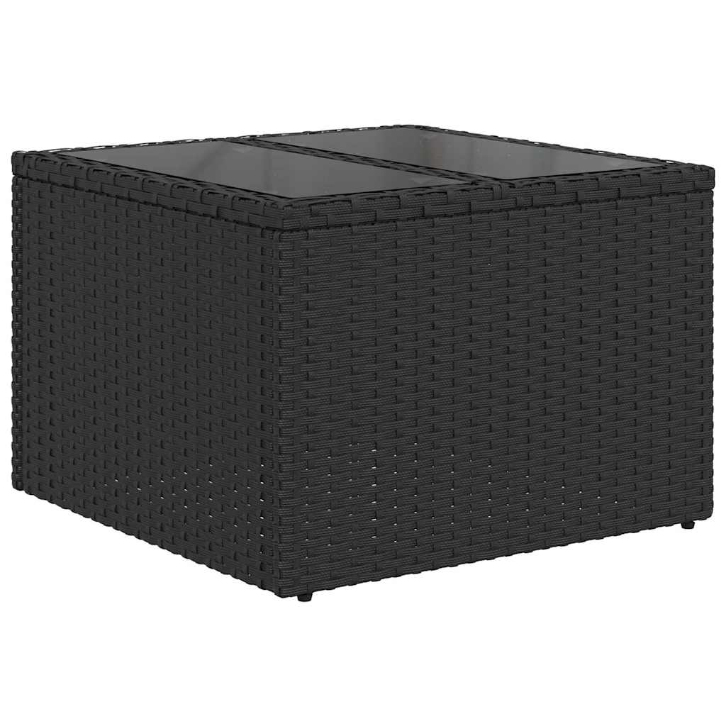Set di divani con cuscino con archiviazione Nero polyrattan