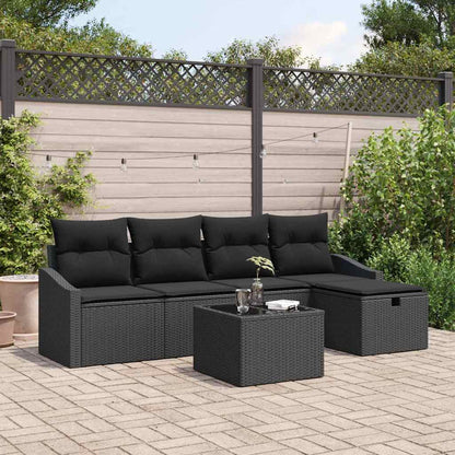 Set di divani con cuscino 6 pcs Nero polyrattan