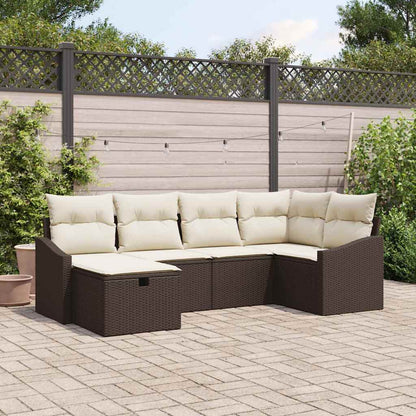 Set di divani con cuscino 6 pcs Marrone e Crema polyrattan