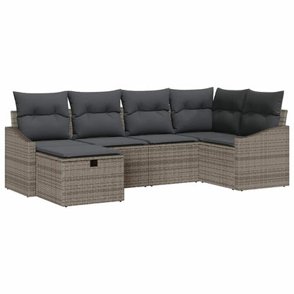 Set di divani con cuscino con archiviazione Grigio polyrattan