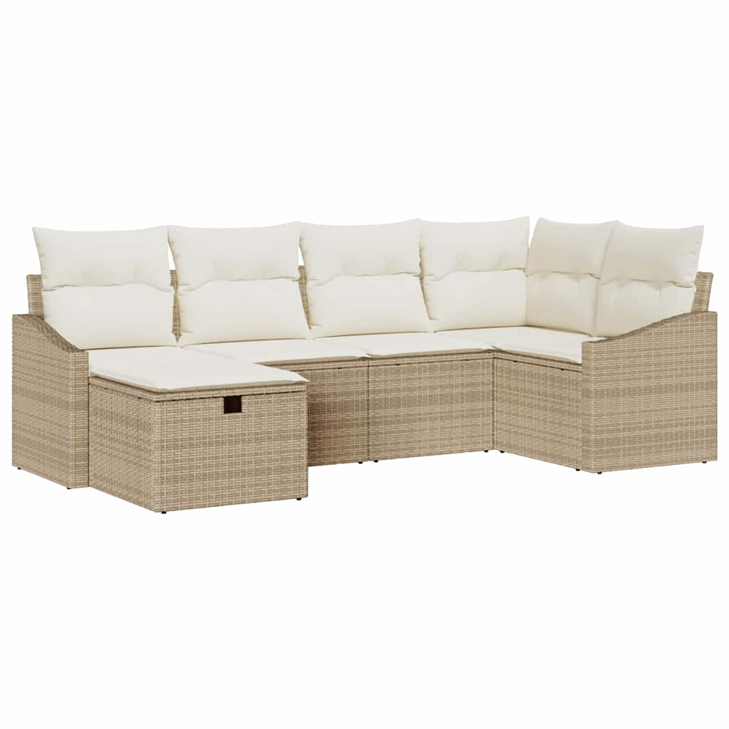 Set di divani con cuscino Beige e Crema polyrattan