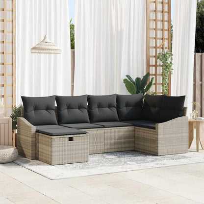 Set di divani 6 pcs Grigio chiaro e grigio polyrattan